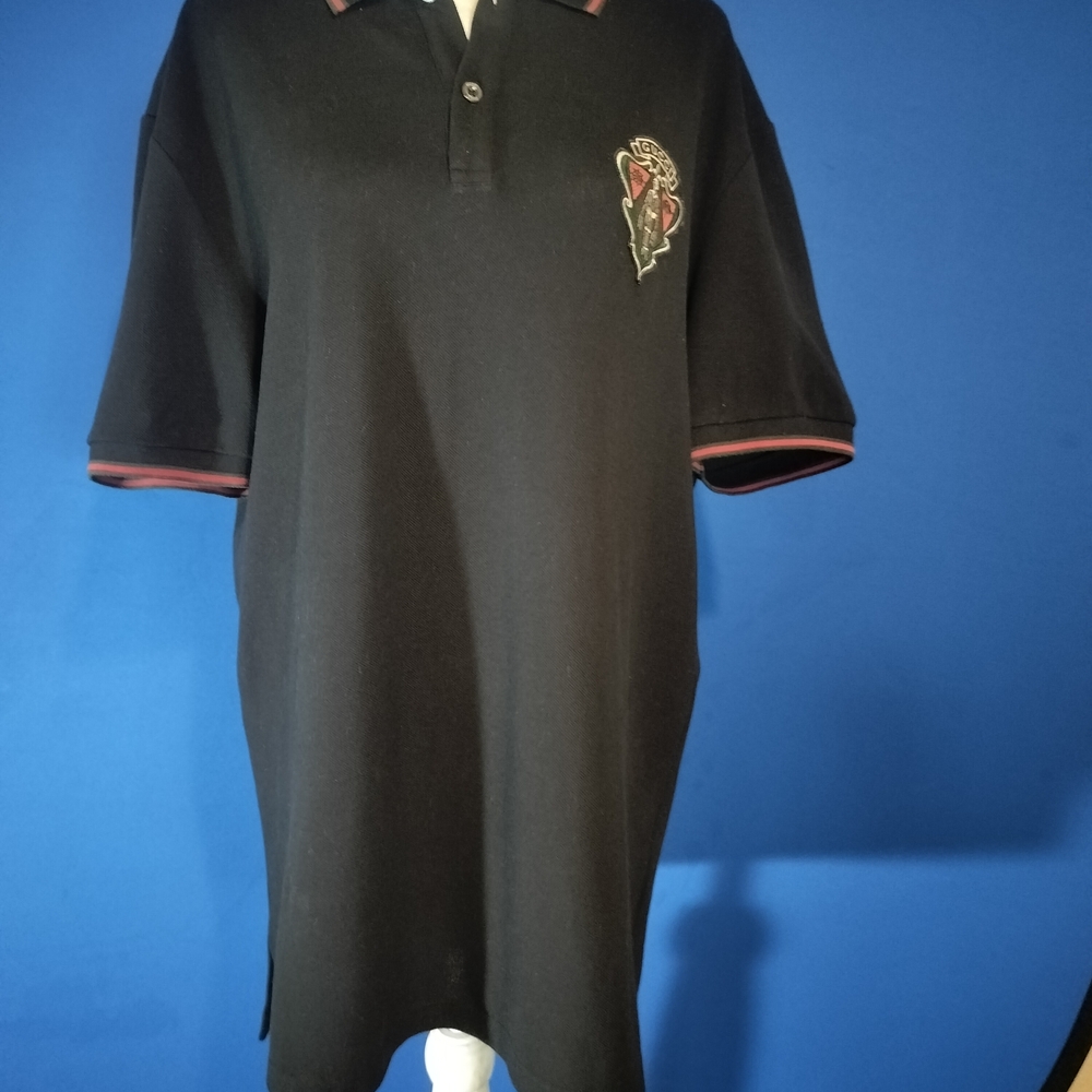 Gucci Black Polo Shirt with Embroidered Crest